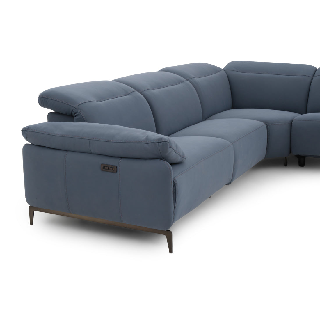 Wakely Leather Sectional Sofa Dark Blue