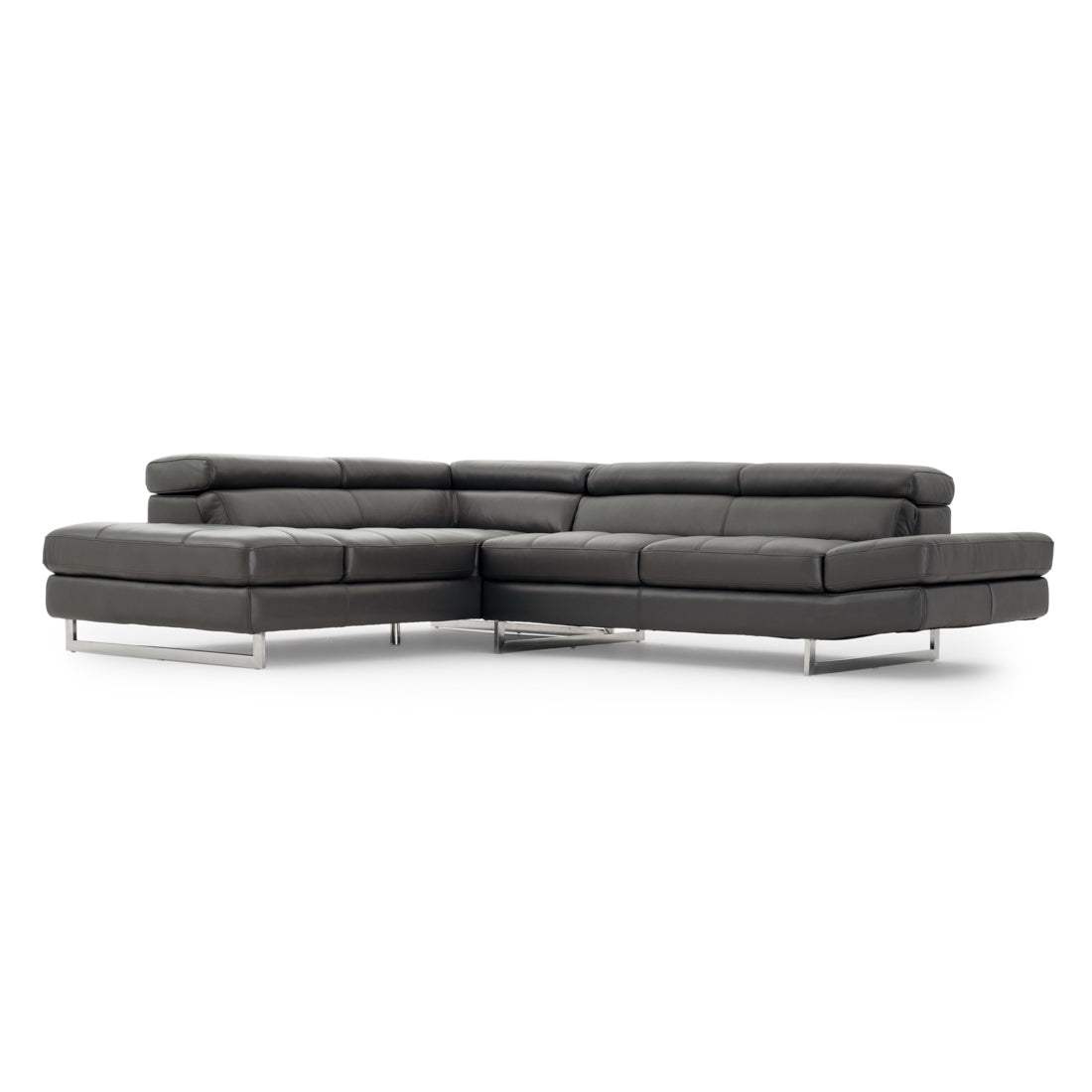 Rockland Leather Sectional Sofa Dark Grey