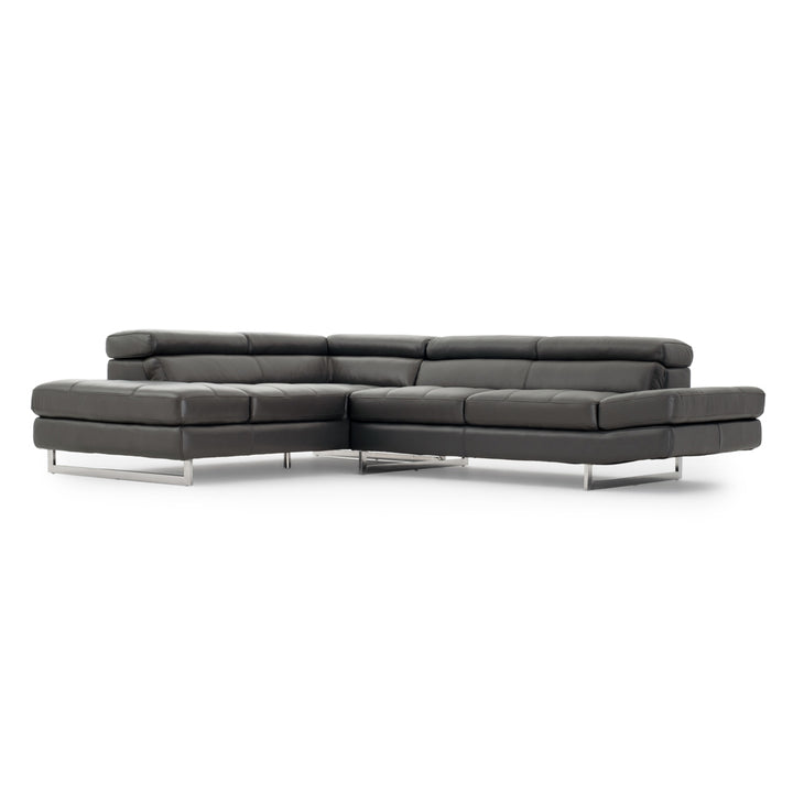 Rockland Leather Sectional Sofa Dark Grey