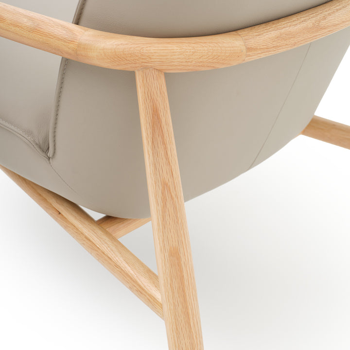 Nagoya Leather Accent Chair Light Grey
