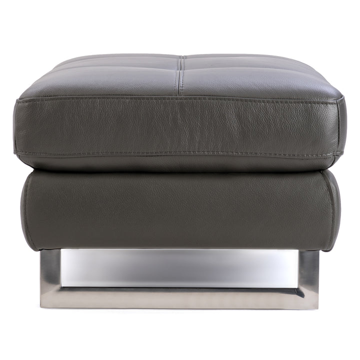Rockland Leather Ottoman Dark Grey