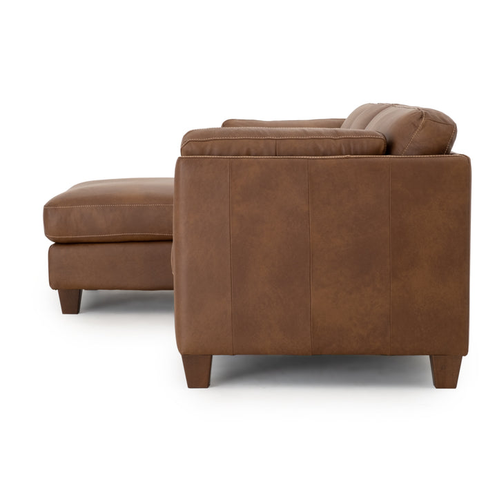 Neal Leather Sectional Sofa Cognac