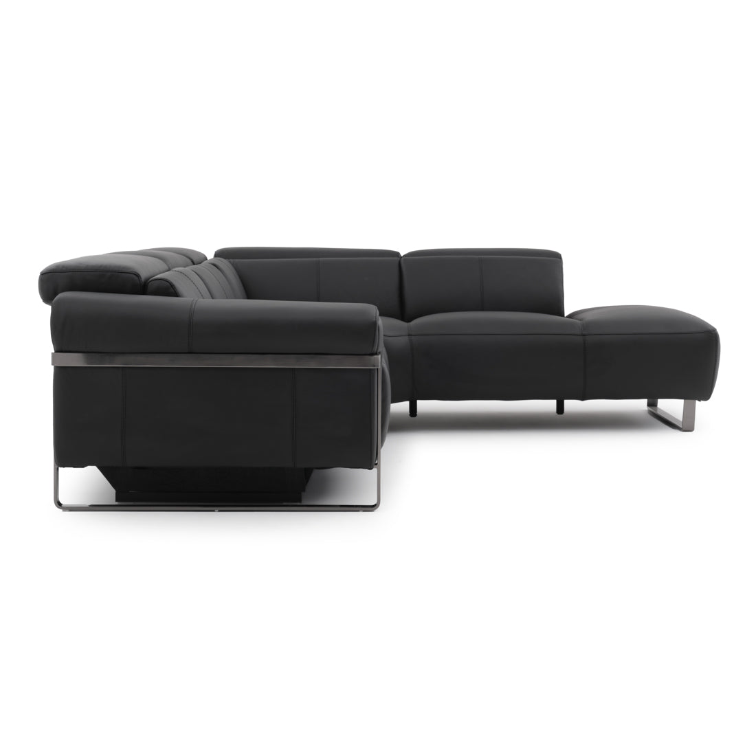 Wilberta Leather Sectional Sofa Black