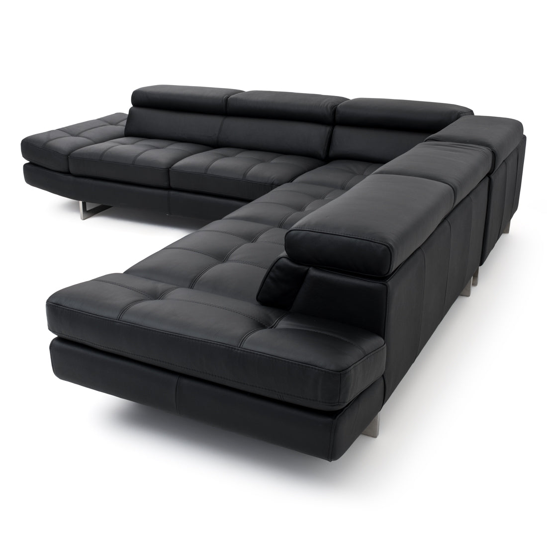 Rockland Leather Sectional Sofa Black