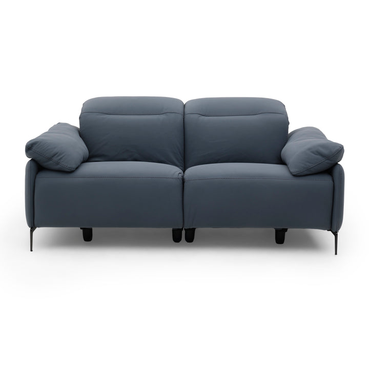 Wakely Leather Reclining Sofa Dark Blue