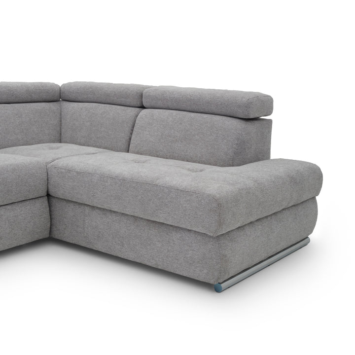 Wicek Fabric Sectional Sofa-Bed Light Grey