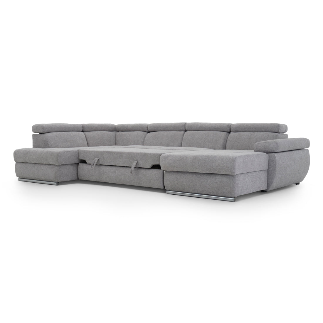Wicek Fabric Sectional Sofa-Bed Light Grey
