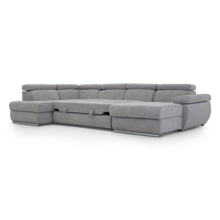 Wicek Fabric Sectional Sofa-Bed Light Grey