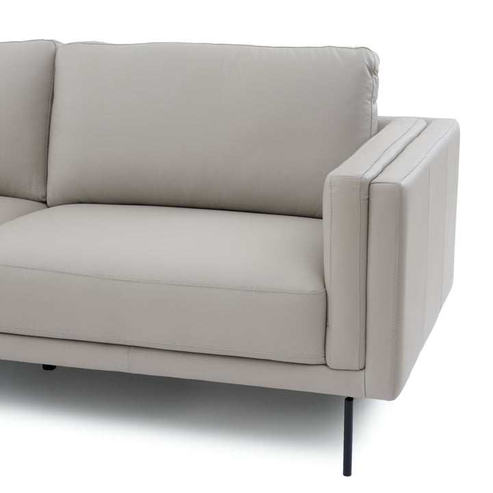 Everly Leather Sofa Light Grey