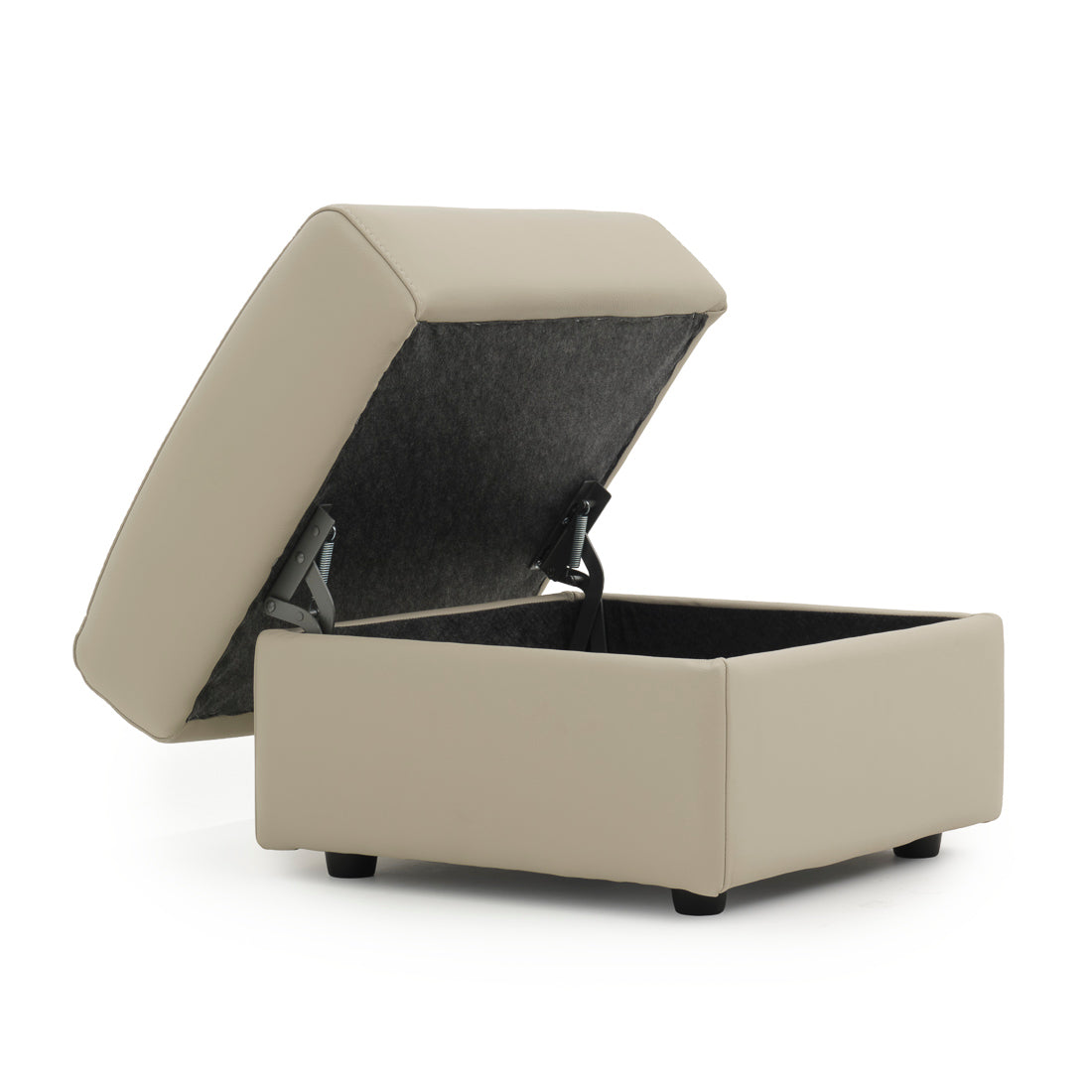 Wessa Leather Ottoman with Storage Beige