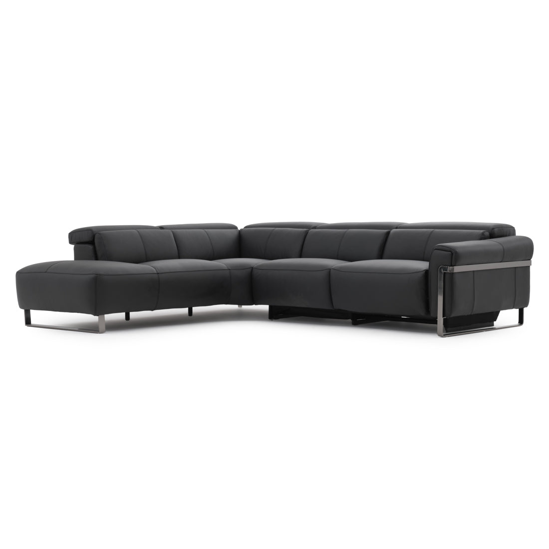Wilberta Leather Sectional Sofa Black