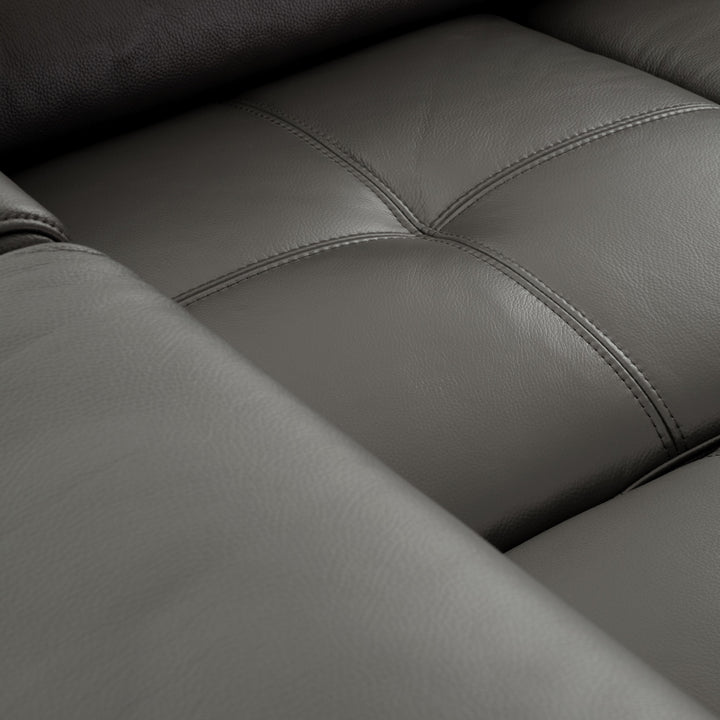 Rockland Leather Sectional Sofa Dark Grey