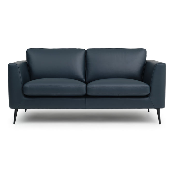 Ermilo Leather Loveseat Dark Blue