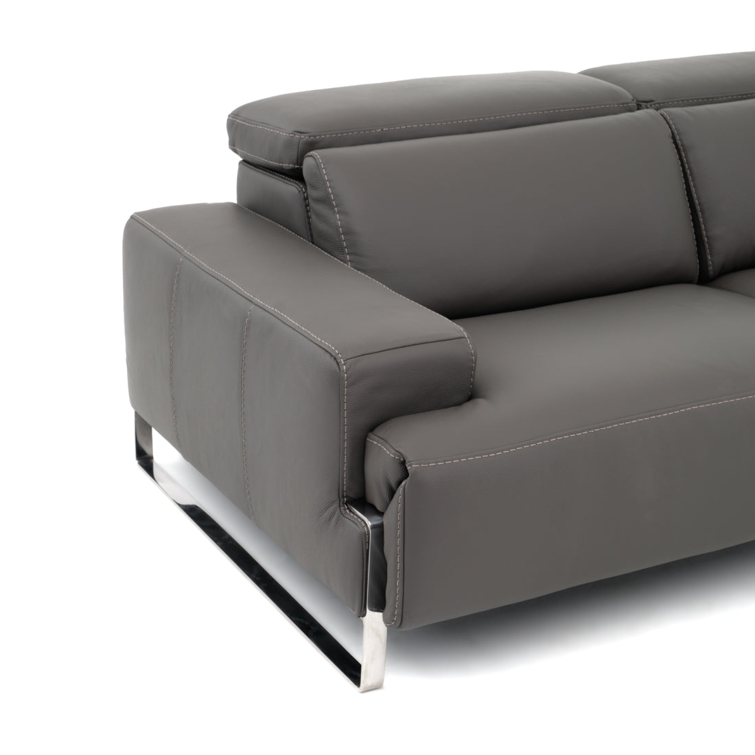 Warley Leather Reclining Sofa Light Grey