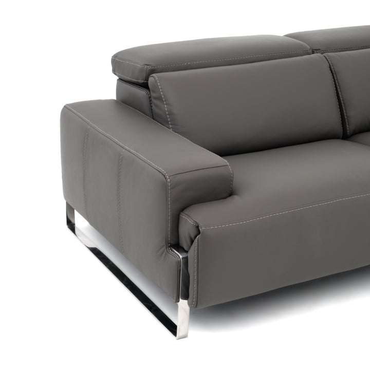 Warley Leather Reclining Sofa Light Grey