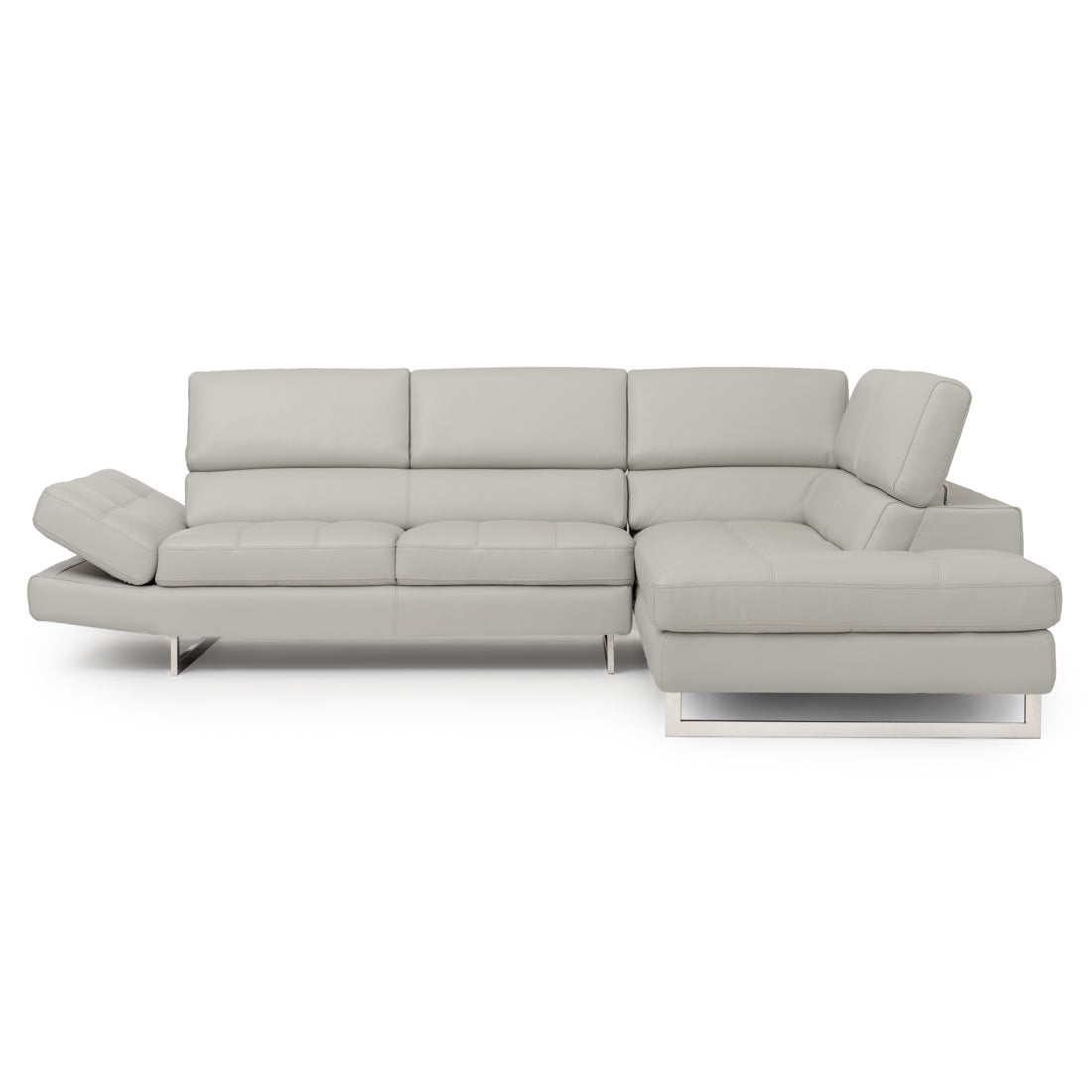 Rockland Leather Sectional Sofa Light Grey
