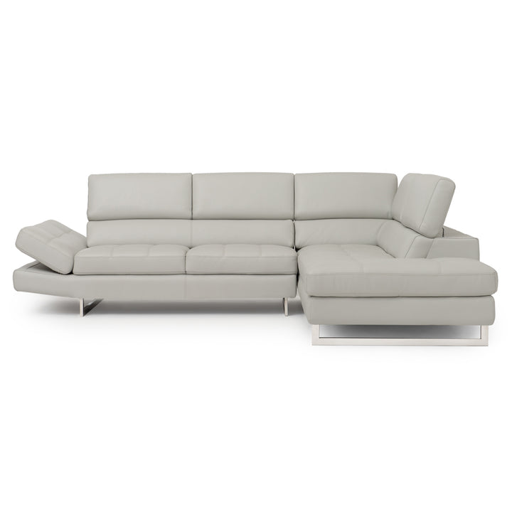 Rockland Leather Sectional Sofa Light Grey