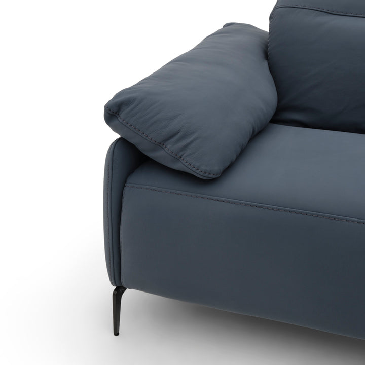 Wakely Leather Reclining Sofa Dark Blue