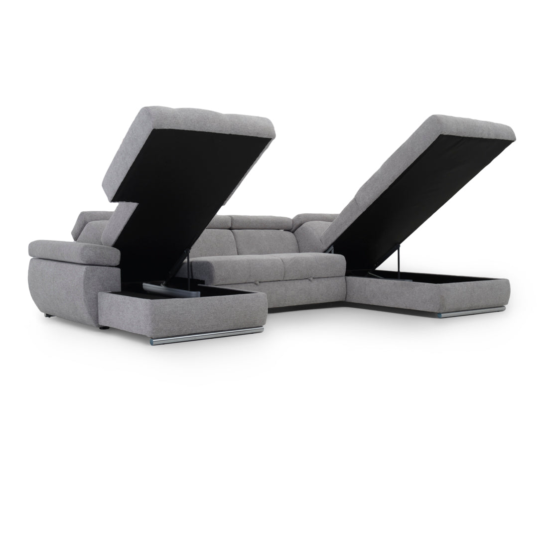Wicek Fabric Sectional Sofa-Bed Light Grey