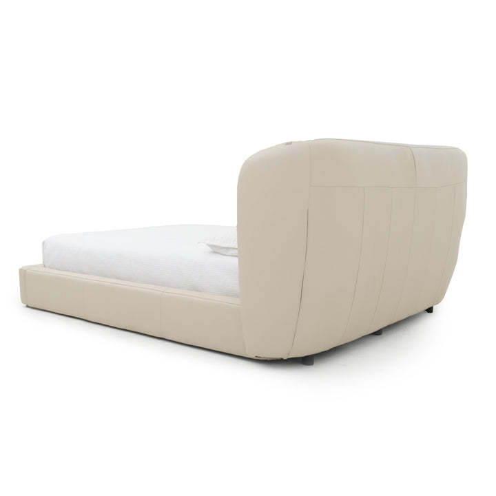 Waneta Leather Queen Bed Beige