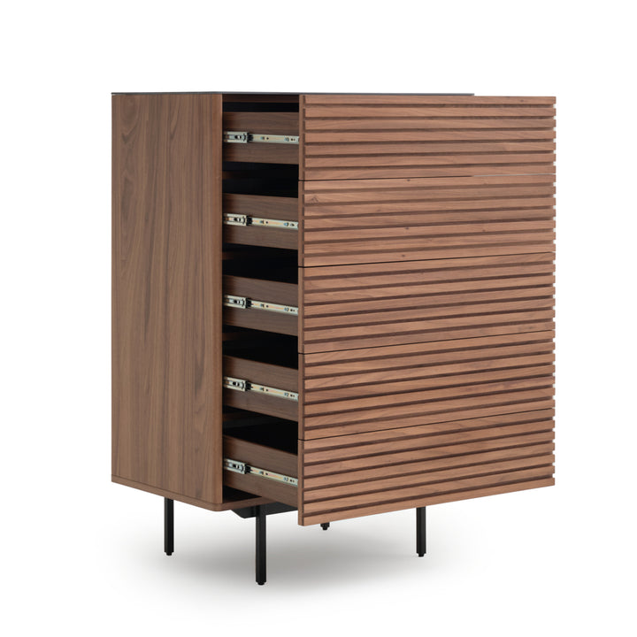Ezio 5-Drawer Chest Dark Brown