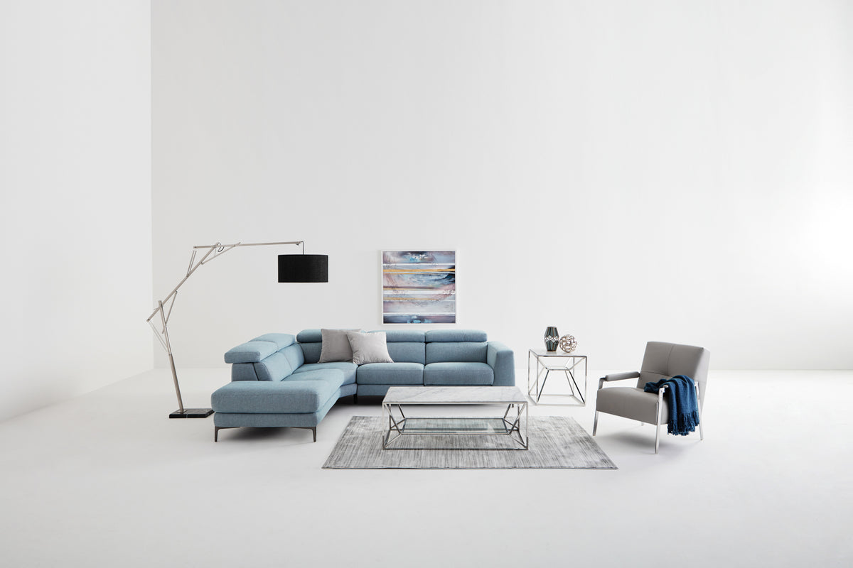 Emilia Reclining Sectional Sofa Light Blue