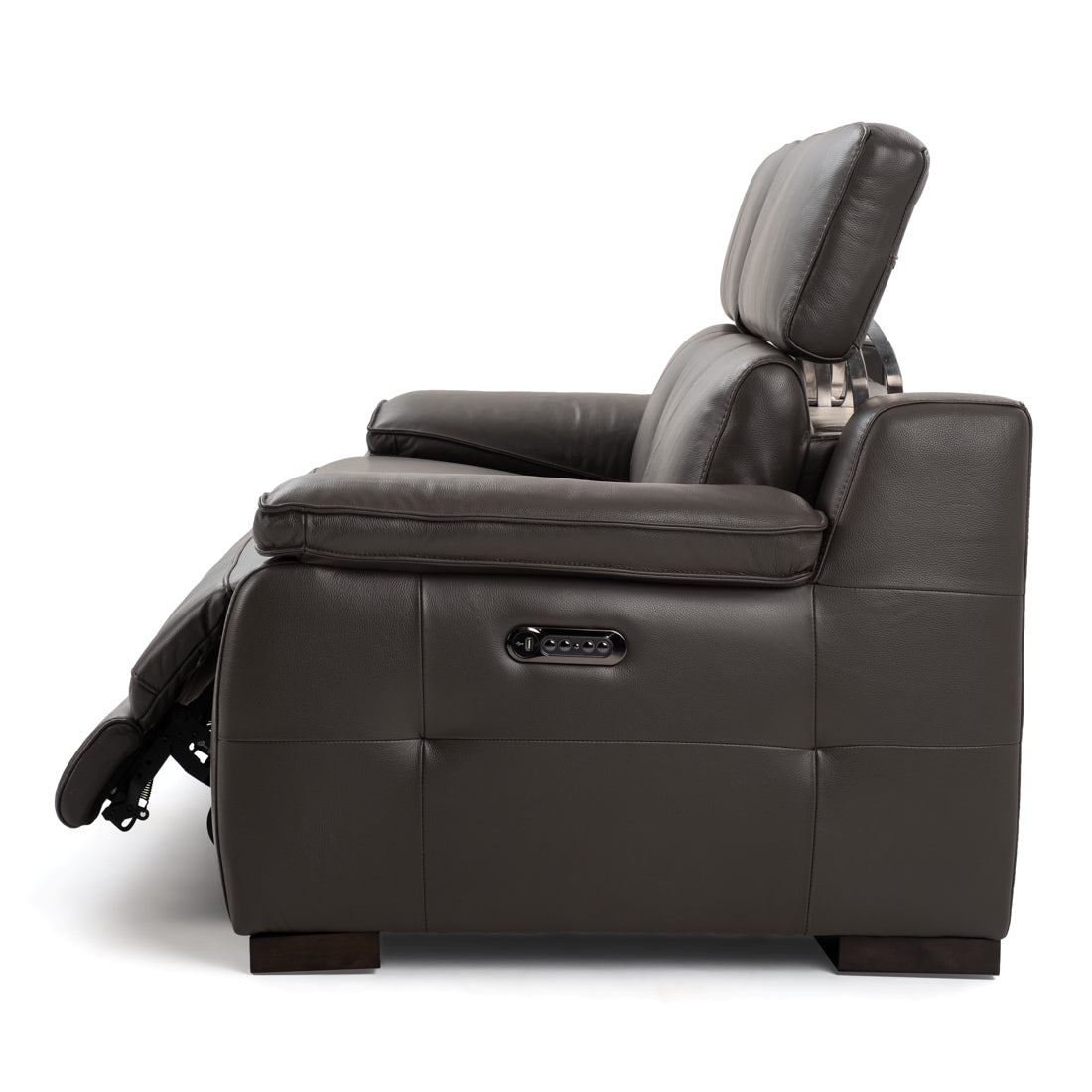 Nova Leather Reclining Sofa Dark Grey