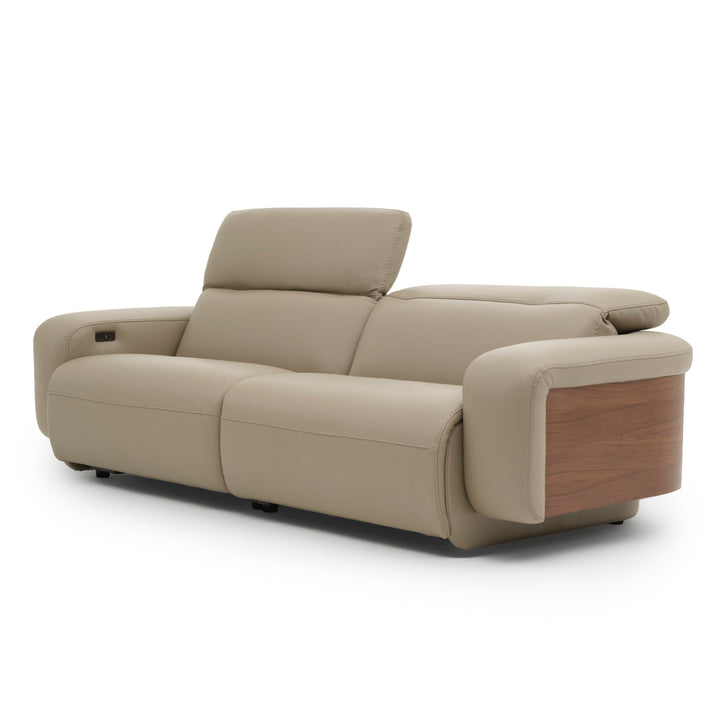 Eltha Leather Reclining Sofa Taupe