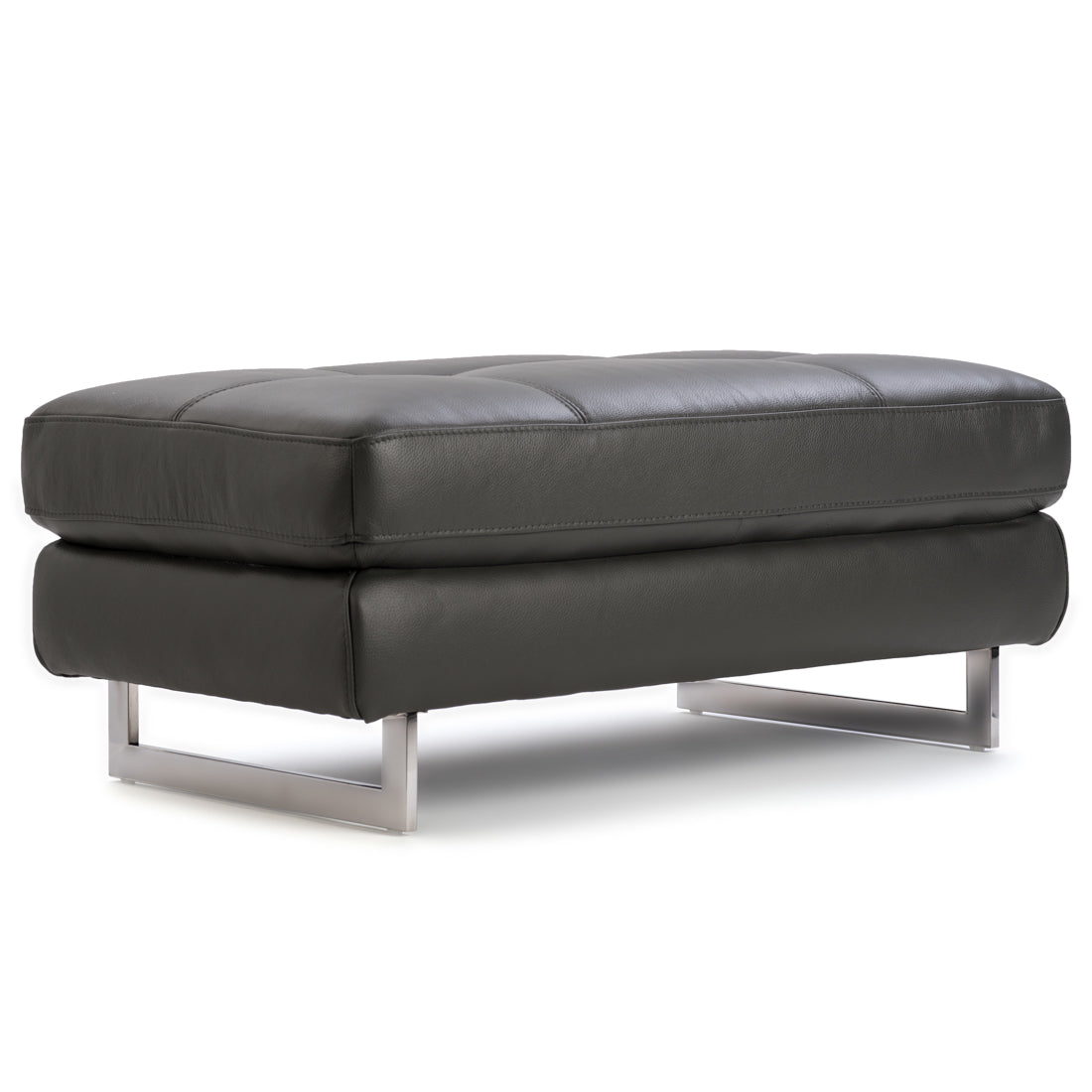 Rockland Leather Ottoman Dark Grey
