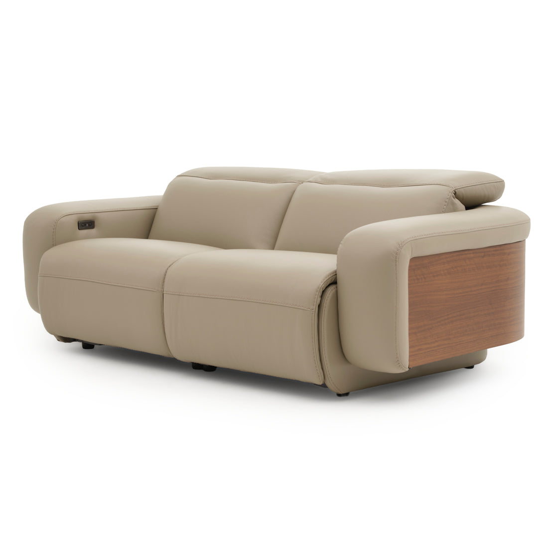 Eltha Leather Reclining Sofa Taupe