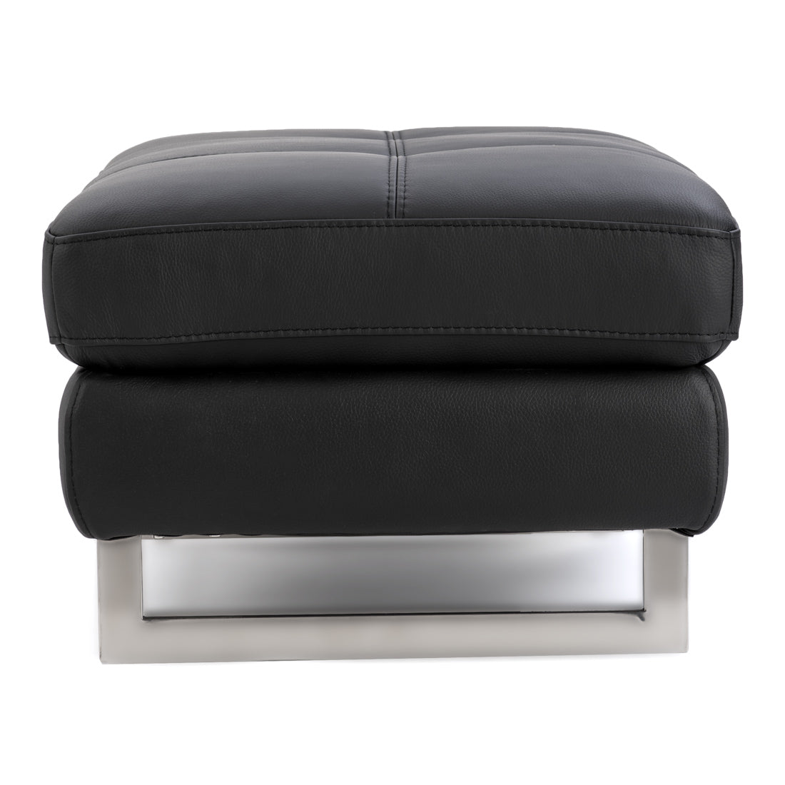 Rockland Leather Ottoman Black