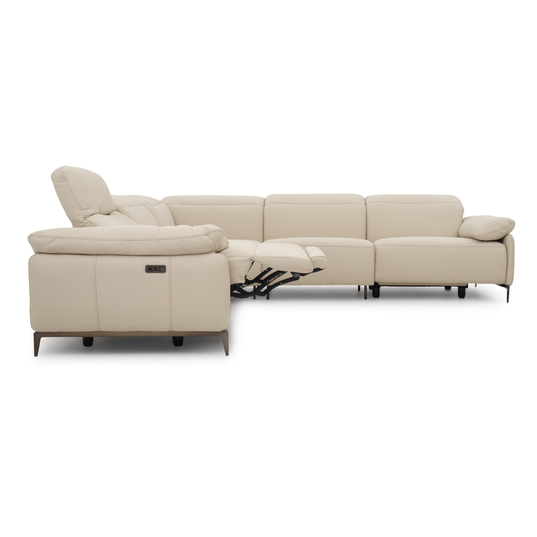 Wakely Leather Sectional Sofa Beige