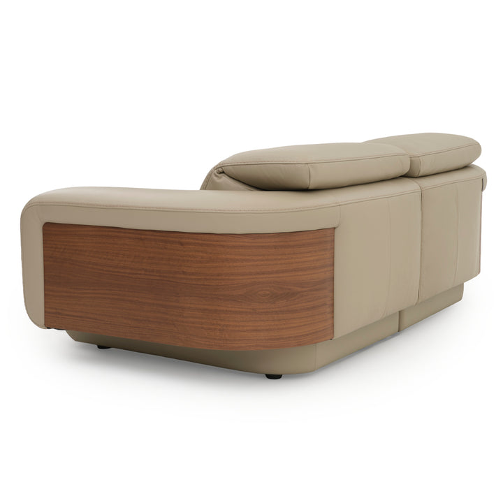 Eltha Leather Reclining Sofa Taupe