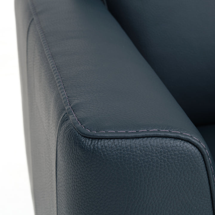 Ermilo Leather Loveseat Dark Blue