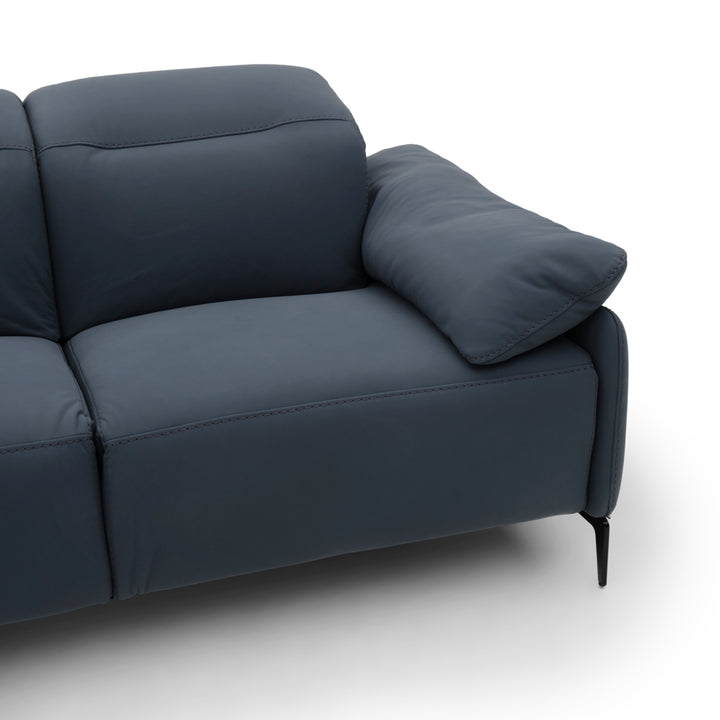 Wakely Leather Reclining Sofa Dark Blue