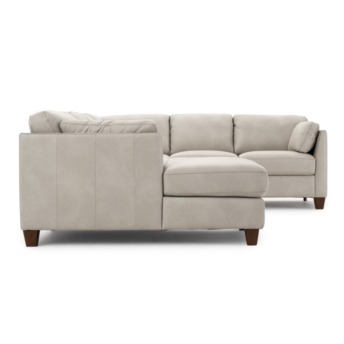 Neal Leather Sectional Sofa Light Grey