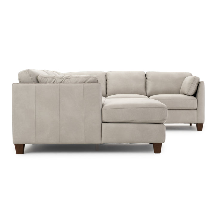 Neal Leather Sectional Sofa Light Grey