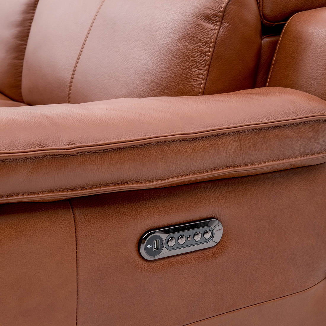 Nova Leather Reclining Sofa Cognac