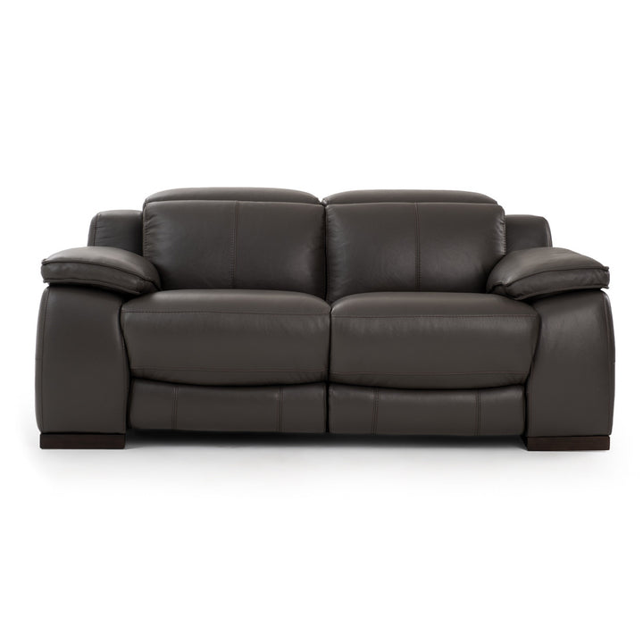 Nova Leather Reclining Loveseat Dark Grey