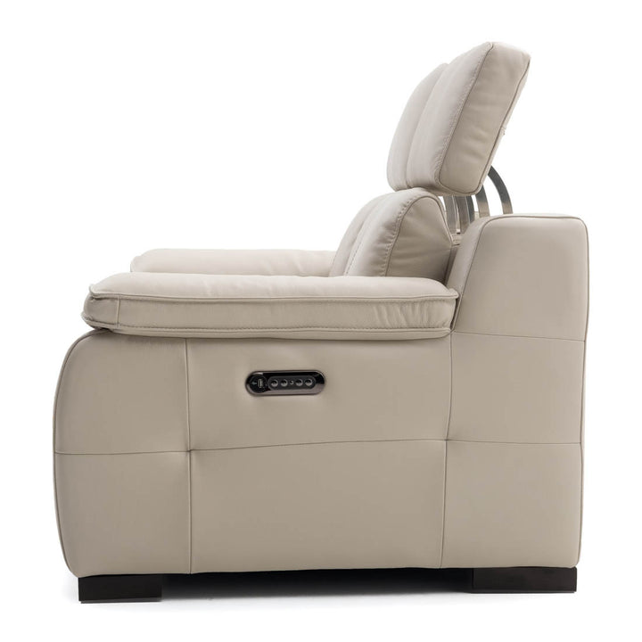 Nova Leather Reclining Loveseat Light Grey