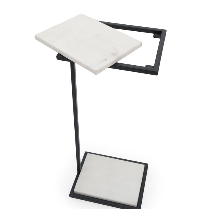 Warla Marble Accent Table Black & White