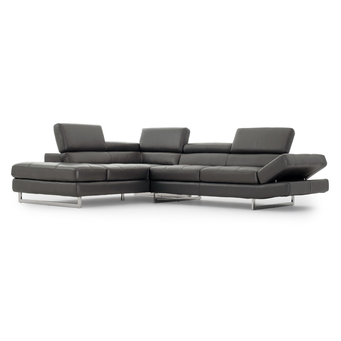 Rockland Leather Sectional Sofa Dark Grey