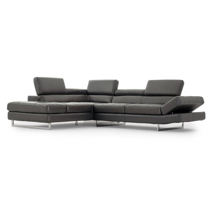 Rockland Leather Sectional Sofa Dark Grey