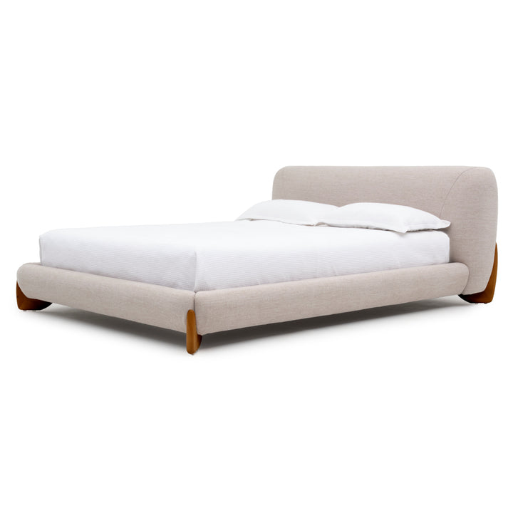 Naida Fabric King Bed Beige