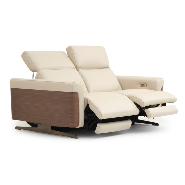 Walida Leather Reclining Loveseat Beige