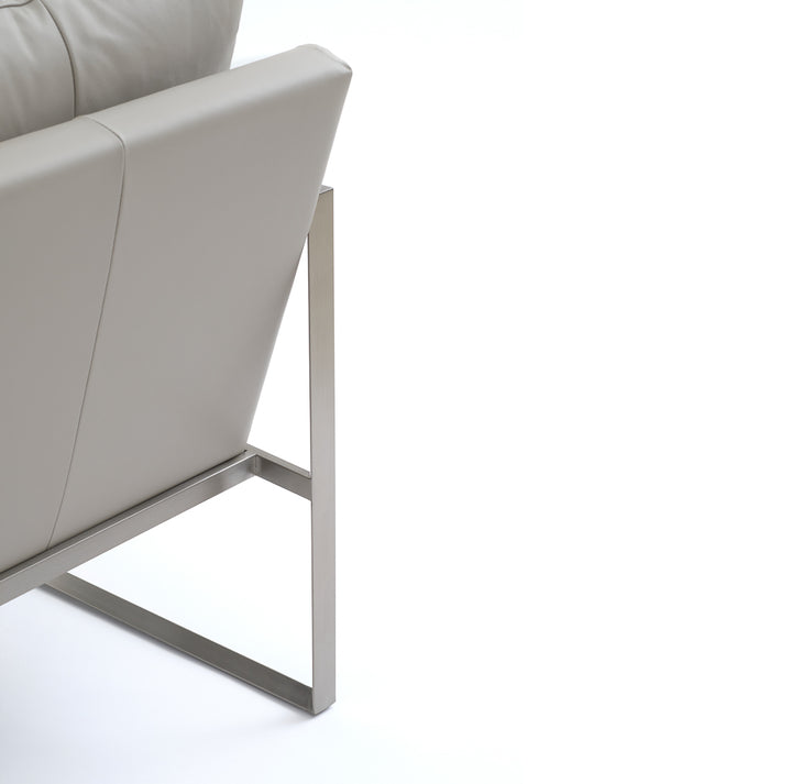 Everton Leather Accent Chair Light Grey