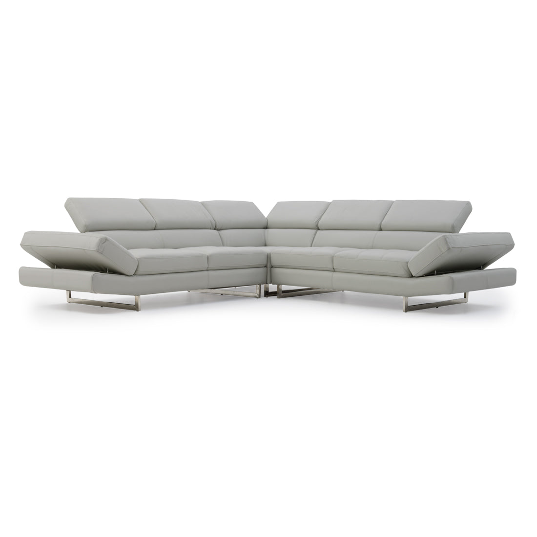 Rockland Leather Sectional Sofa Light Grey