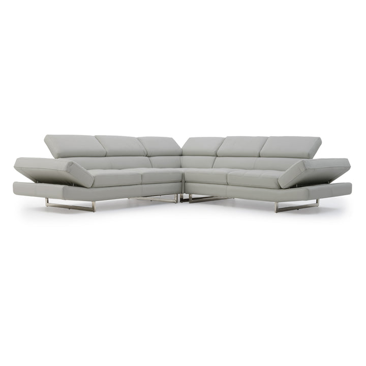 Rockland Leather Sectional Sofa Light Grey
