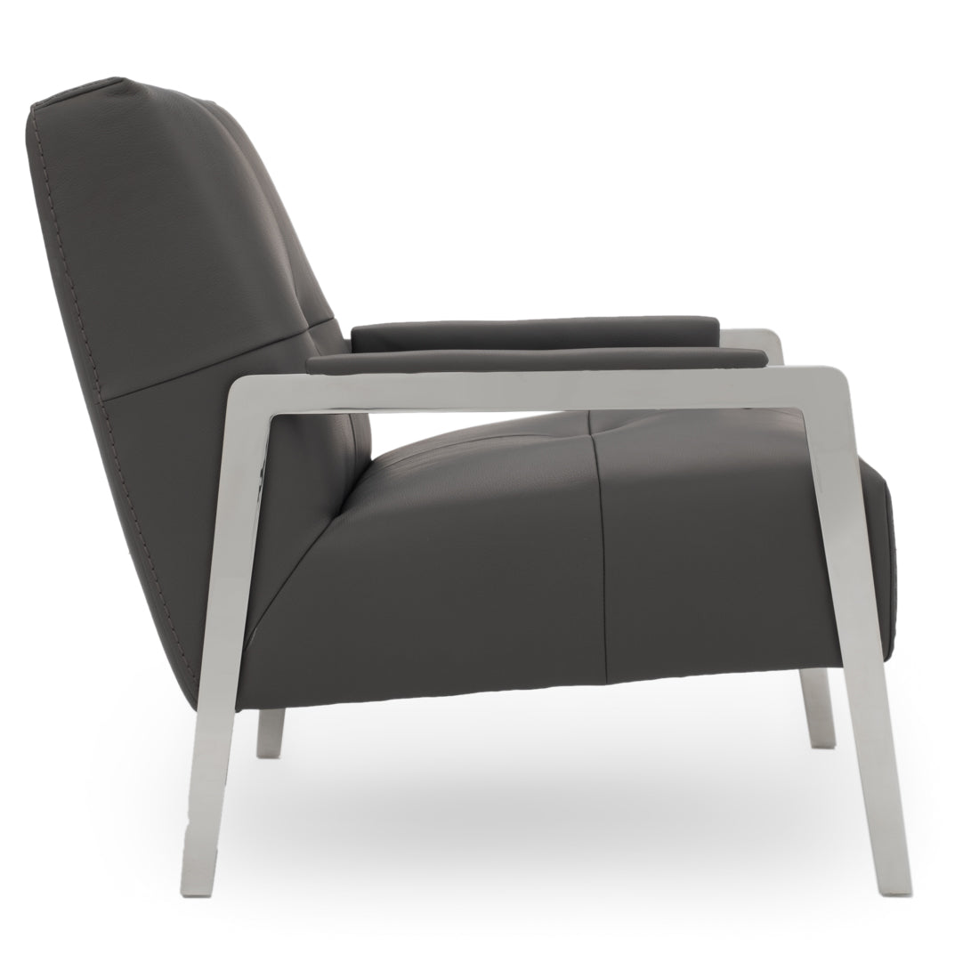Walter Leather Accent Chair Dark Grey