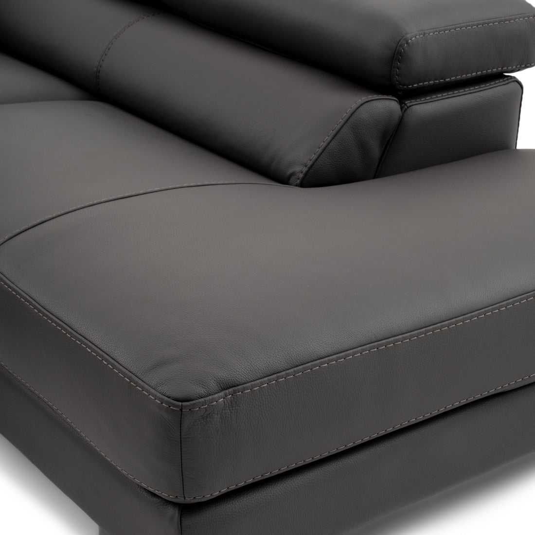 Waller Leather Sectional Sofa Dark Grey